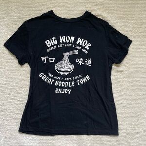 Black Graphic T-Shirt with White Print